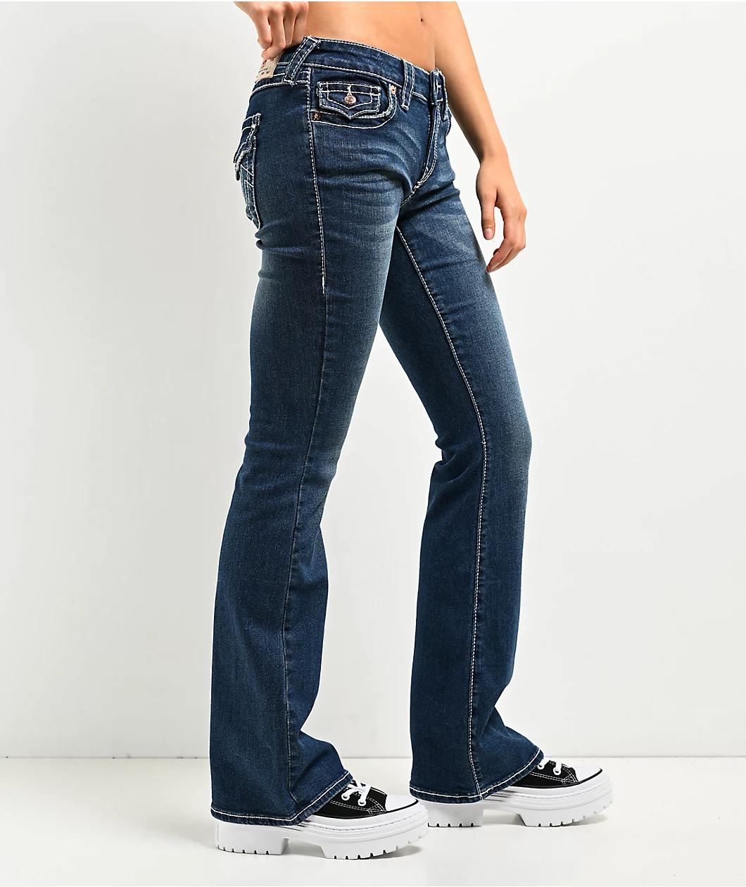 True Religion Becca Big T Low Rise Rose Gold Bootcut Jeans Product Image