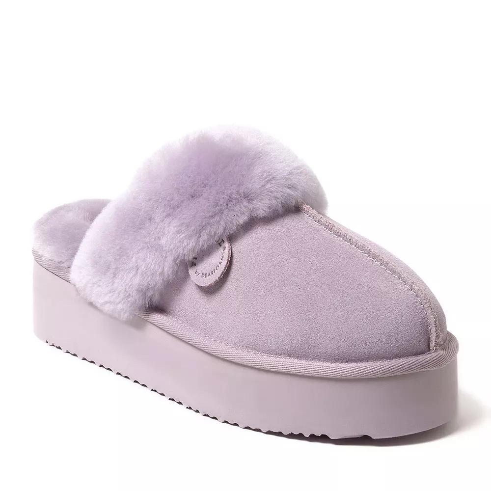 Fireside by Dearfoams Melton Shearling Womens Platform Scuff Slippers Purple Product Image