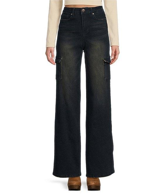 YMI Jeanswear High Rise Wide Leg Cargo Jeans Product Image