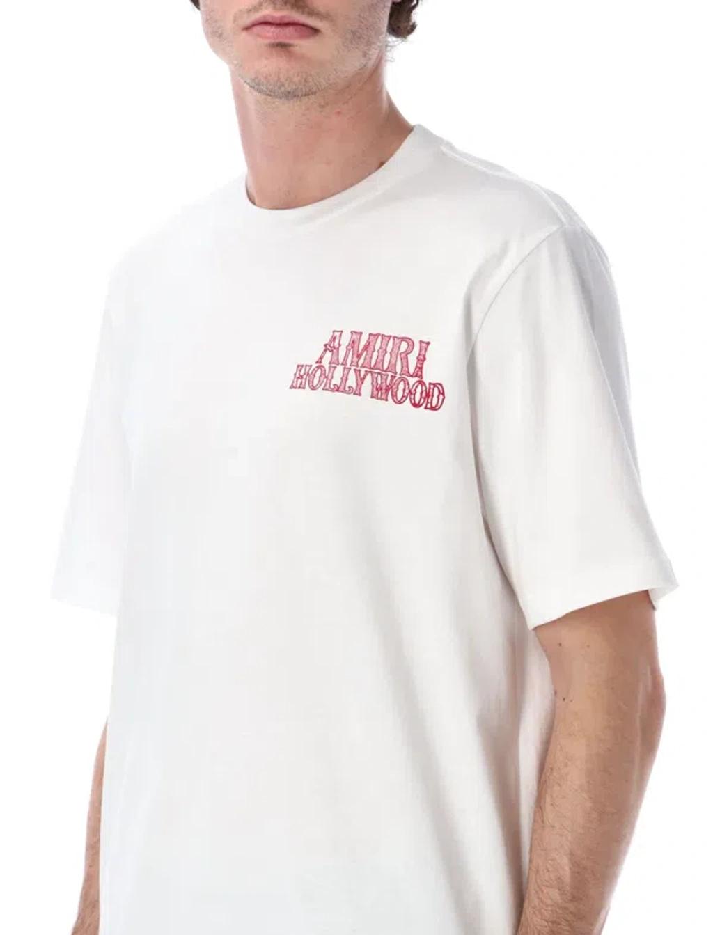 AMIRI Hollywood Oversize Logo Graphic T-shirt In White Product Image