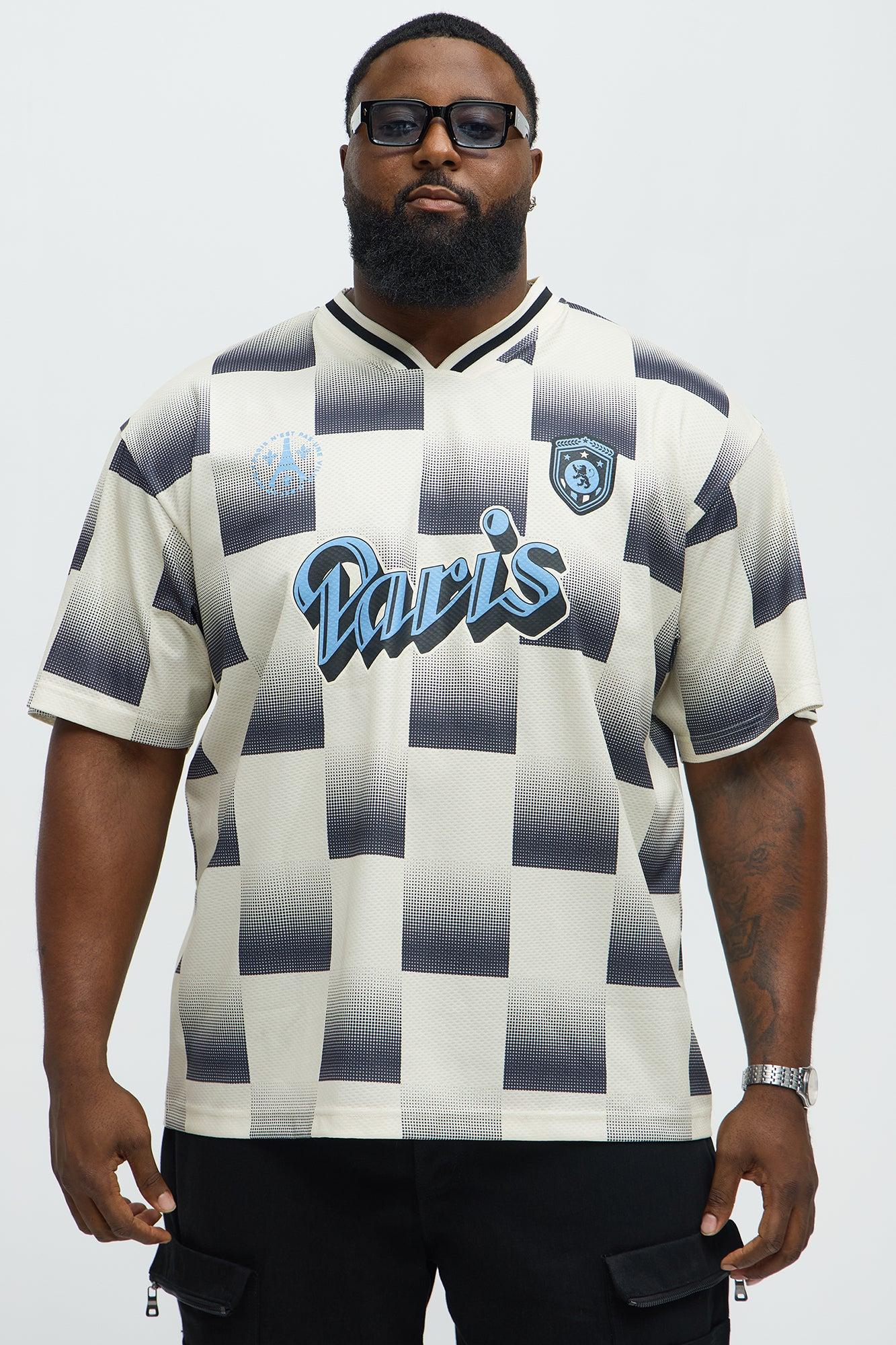 Checkered Paris Short Sleeve Soccer Jersey - Off White/combo Product Image