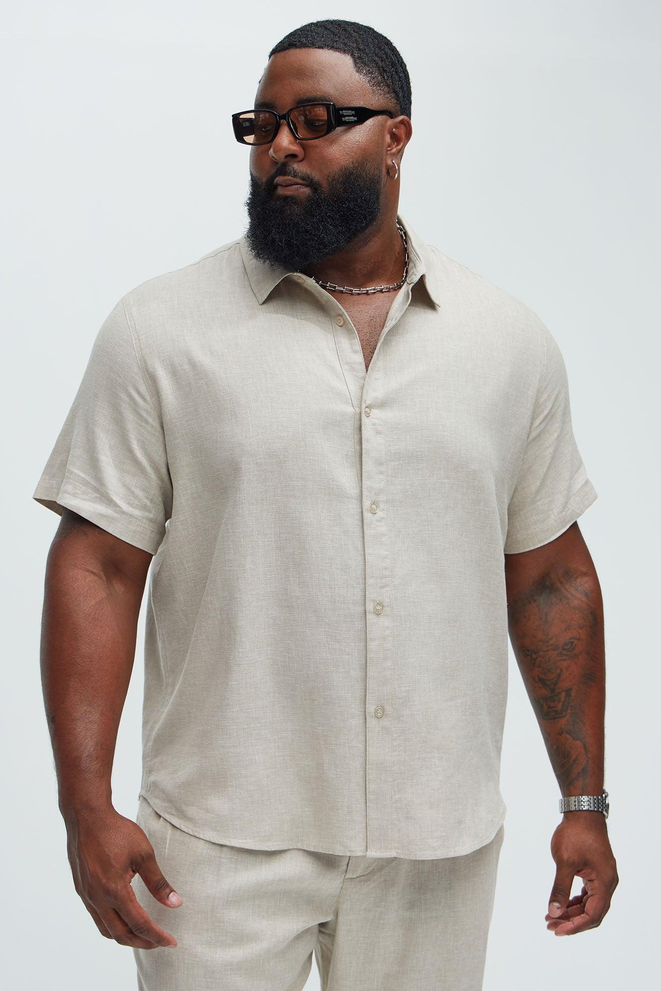 Bahamas Linen Classic Button Up Shirt - Stone Product Image