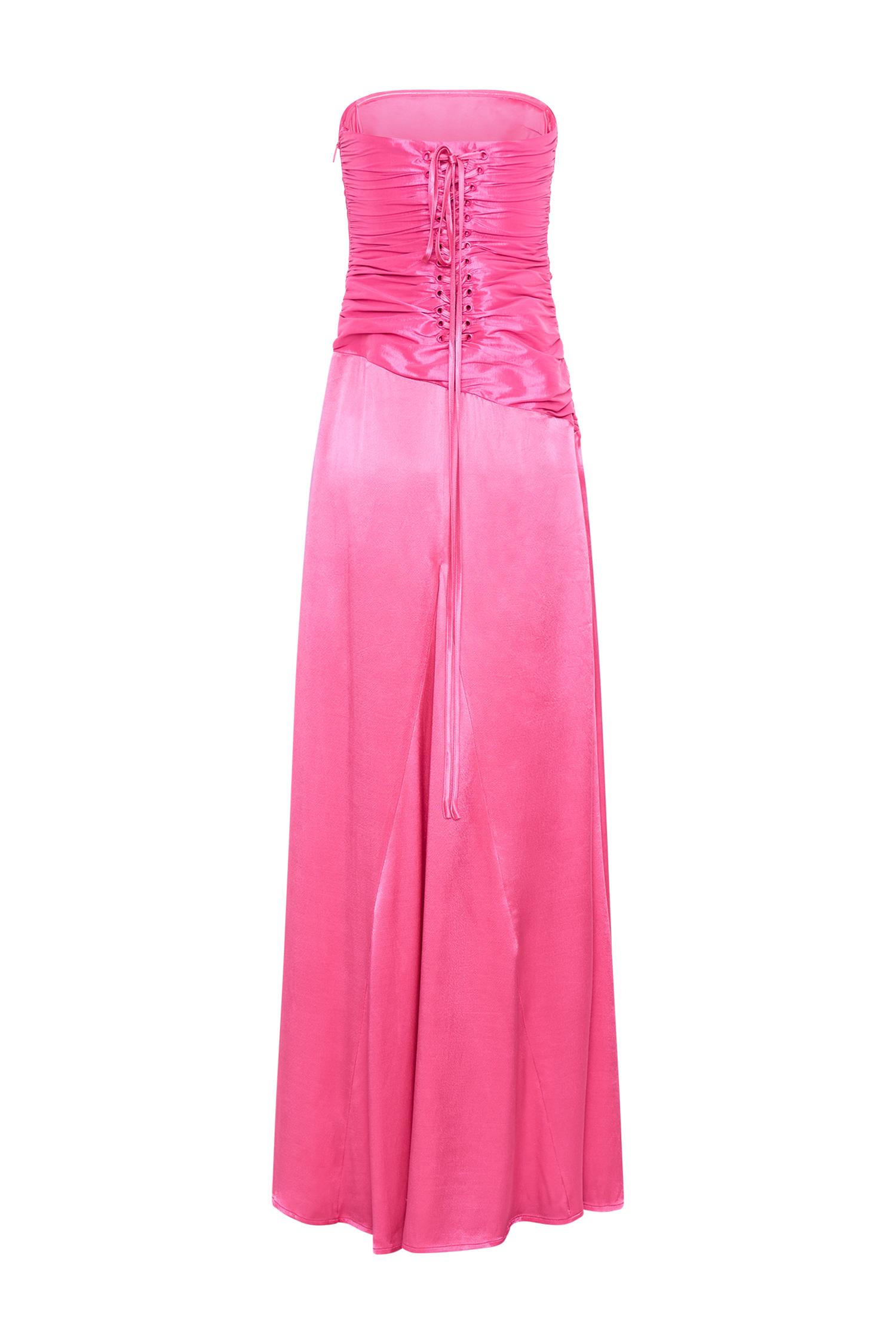 Serena Strapless Taffeta Maxi Dress - Crimson Pink Product Image
