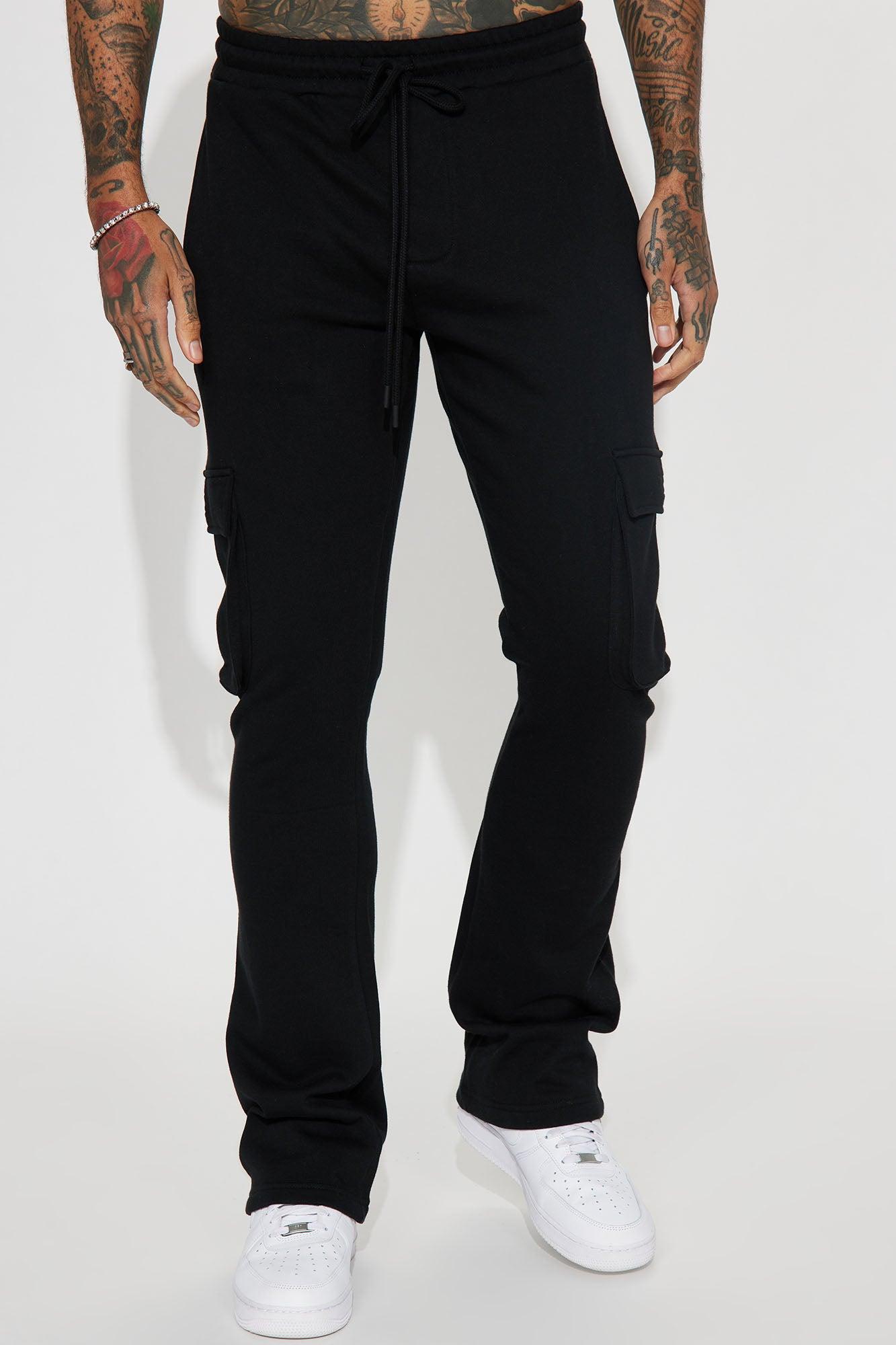 Tyson Cargo Skinny Flared Sweatpant - Black Product Image