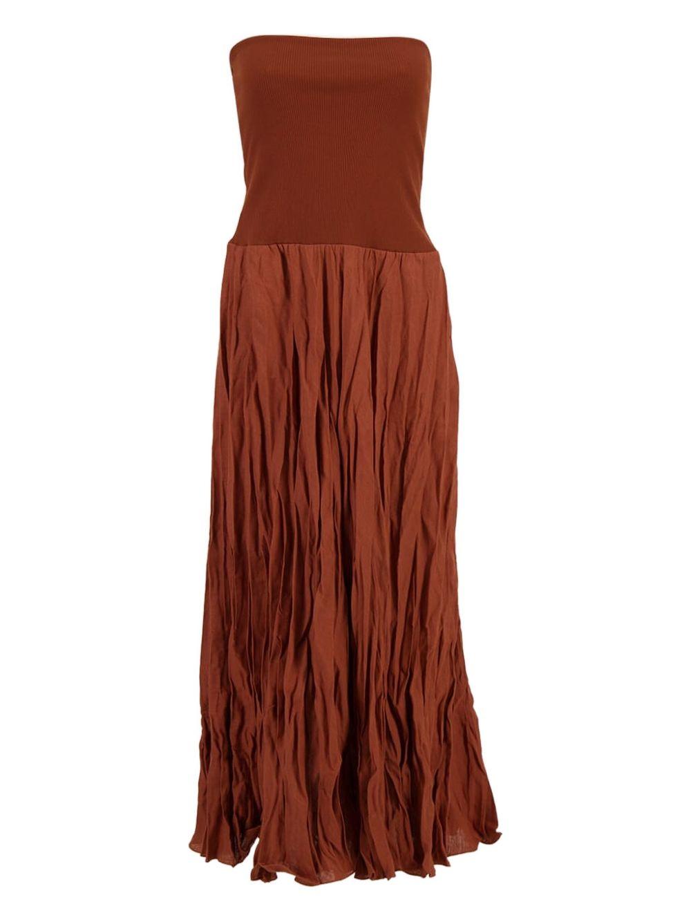 ribbed-waist pleated skirt Product Image