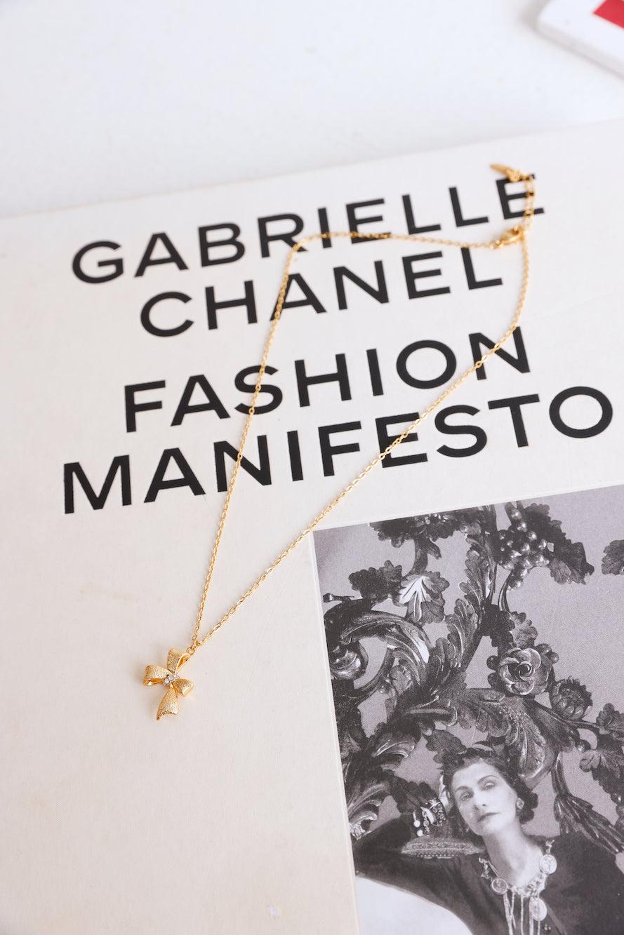 18k Gold Plated Tiny Bow Necklace Gold Product Image