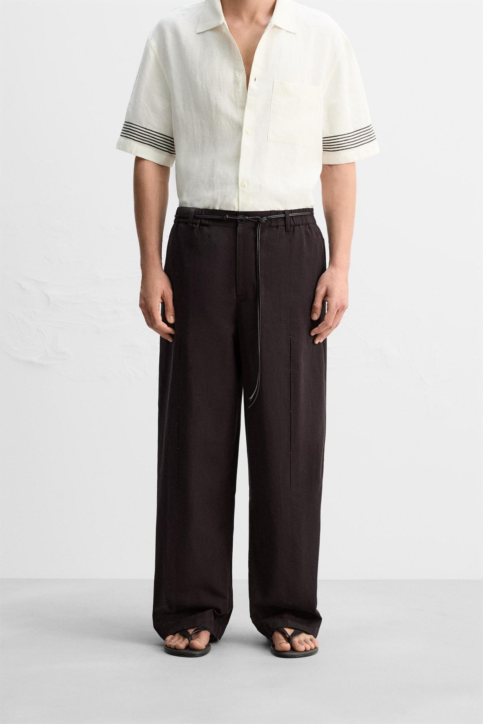 PLEATED COTTON - LINEN PANTS Product Image
