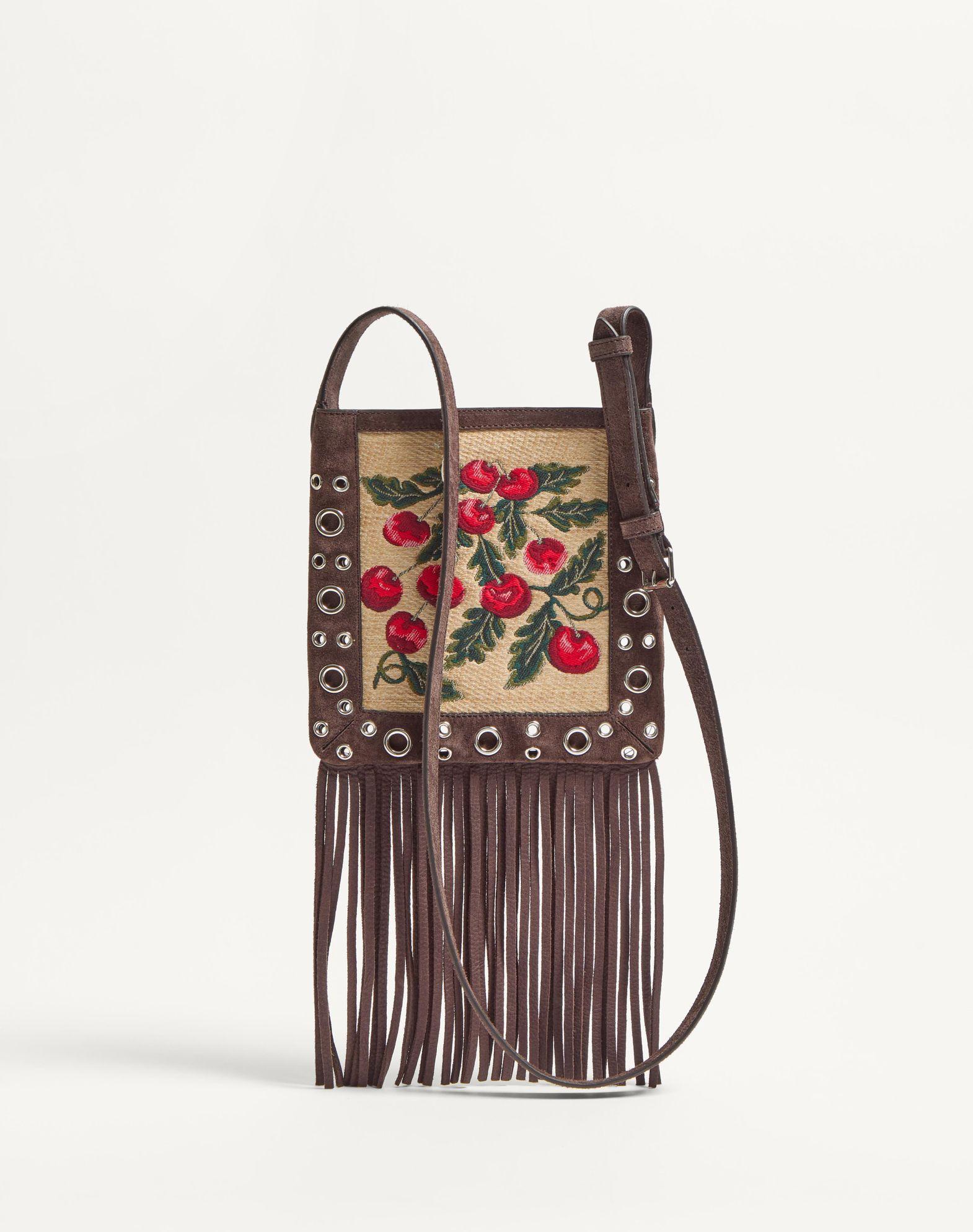 Valentino Garavani Nellcôte Small Shoulder Bag In Jacquard Raffia With Cherryfic Pattern Product Image