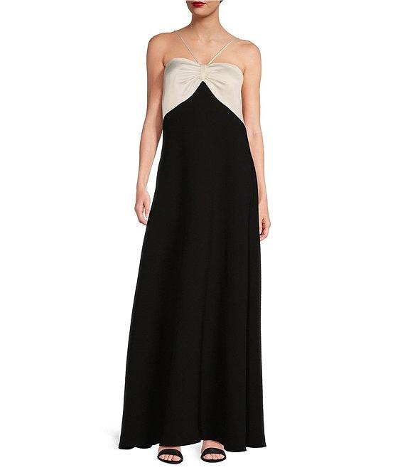 Alex Marie Sara Satin Halter Neck Sleeveless Gown Product Image
