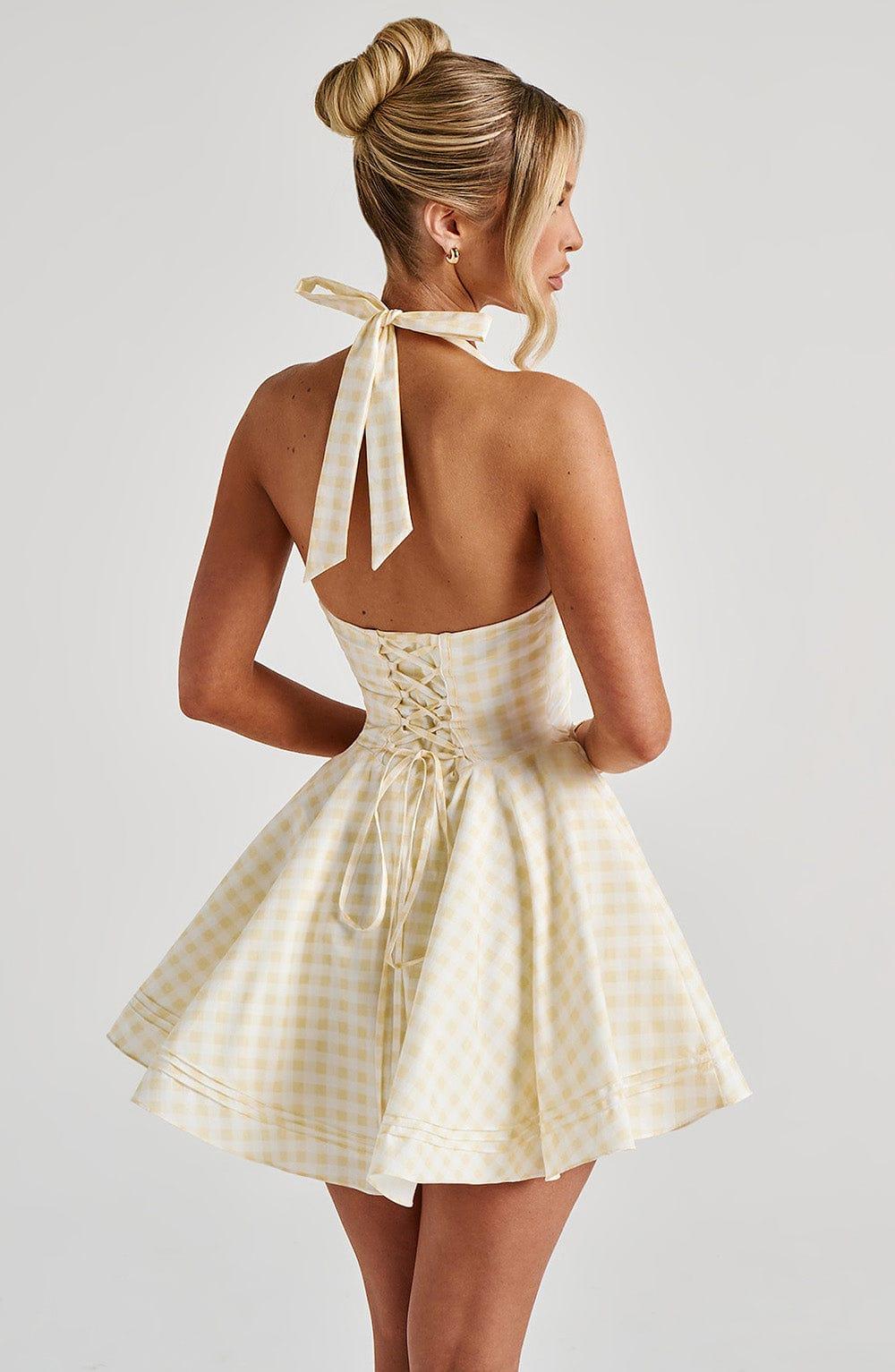 Doris Mini Dress - Lemon Gingham Product Image