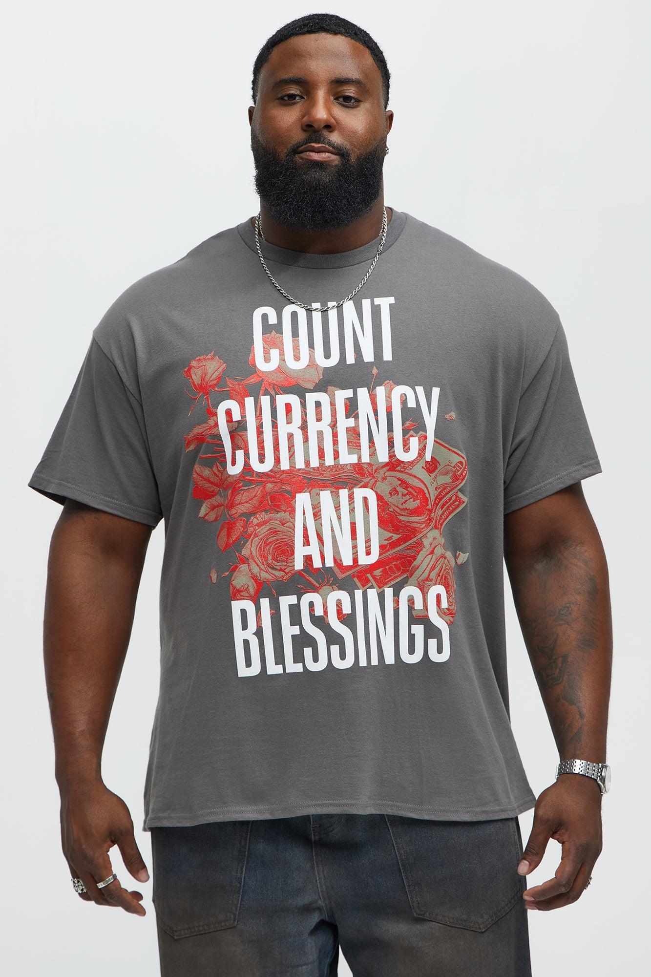 Count Currency And Blessings Short Sleeve Tee - Charcoal Male Product Image