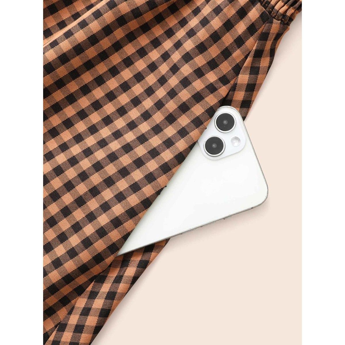 Plus Size Cami Pumpkin Color Grid Waist Midi Dress Brightorange Women Cocktail Shirred Party Curvy Bloomchic 18-20/2X Product Image