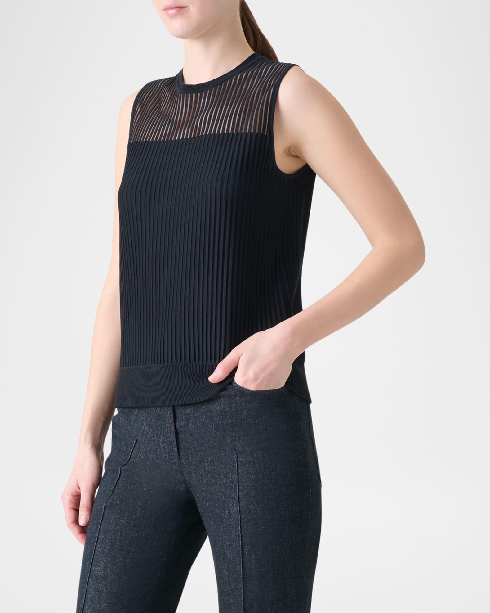 Sleeveless Cotton-Silk Sweater Product Image