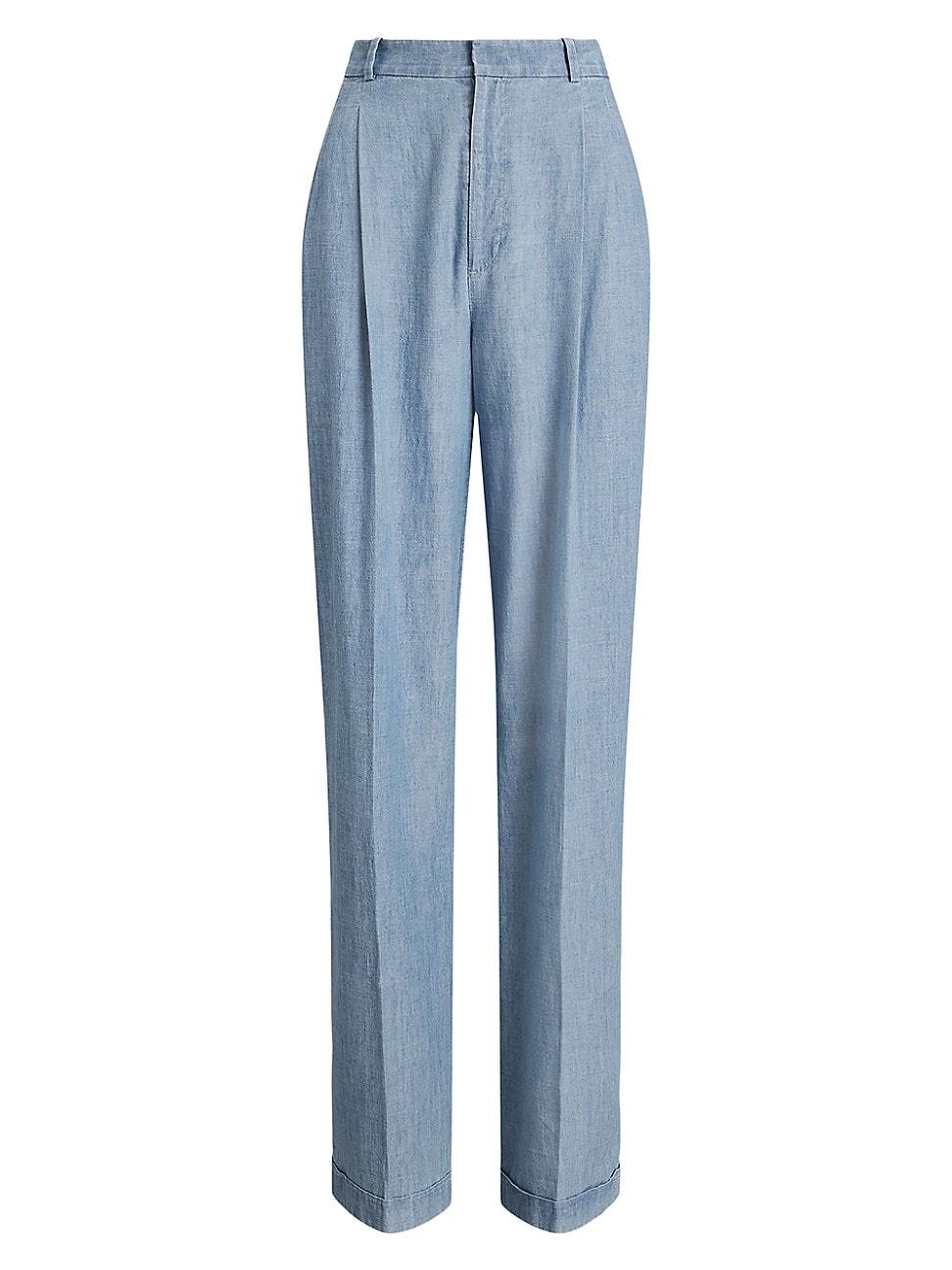 Womens Cotton Chambray Wide-Leg Pants Product Image