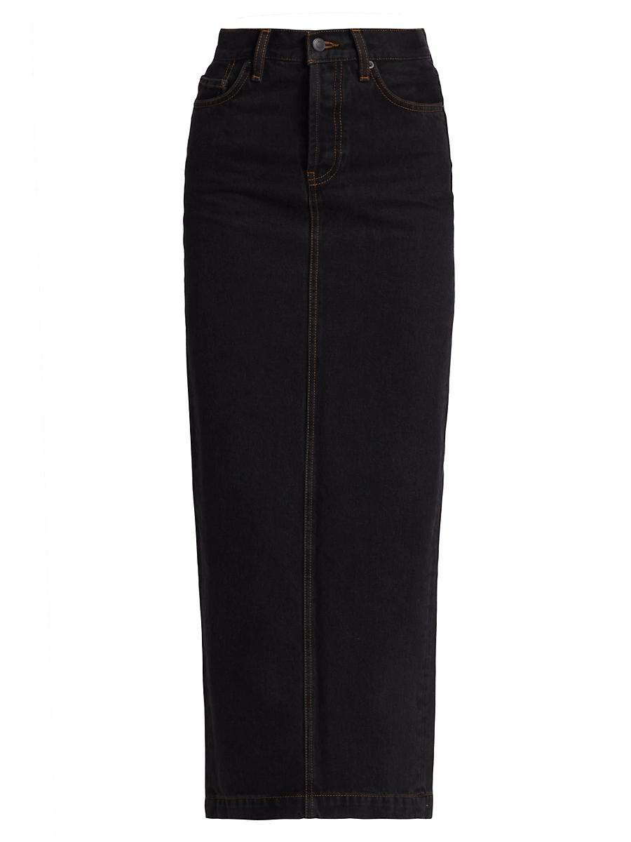 Womens Cotton Denim Midi-Skirt Product Image