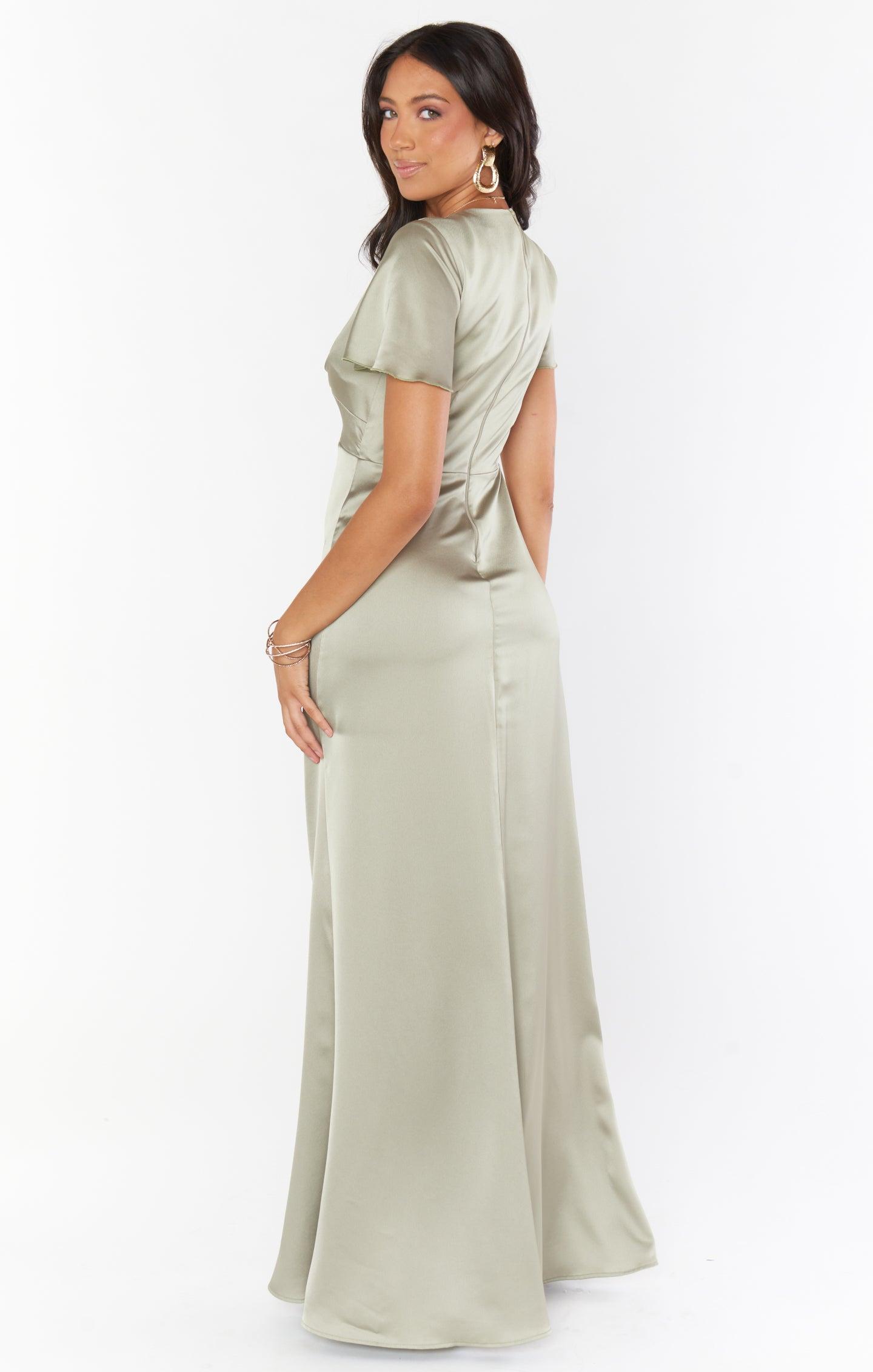 Rome Twist Gown ~ Moss Green Luxe Satin Product Image