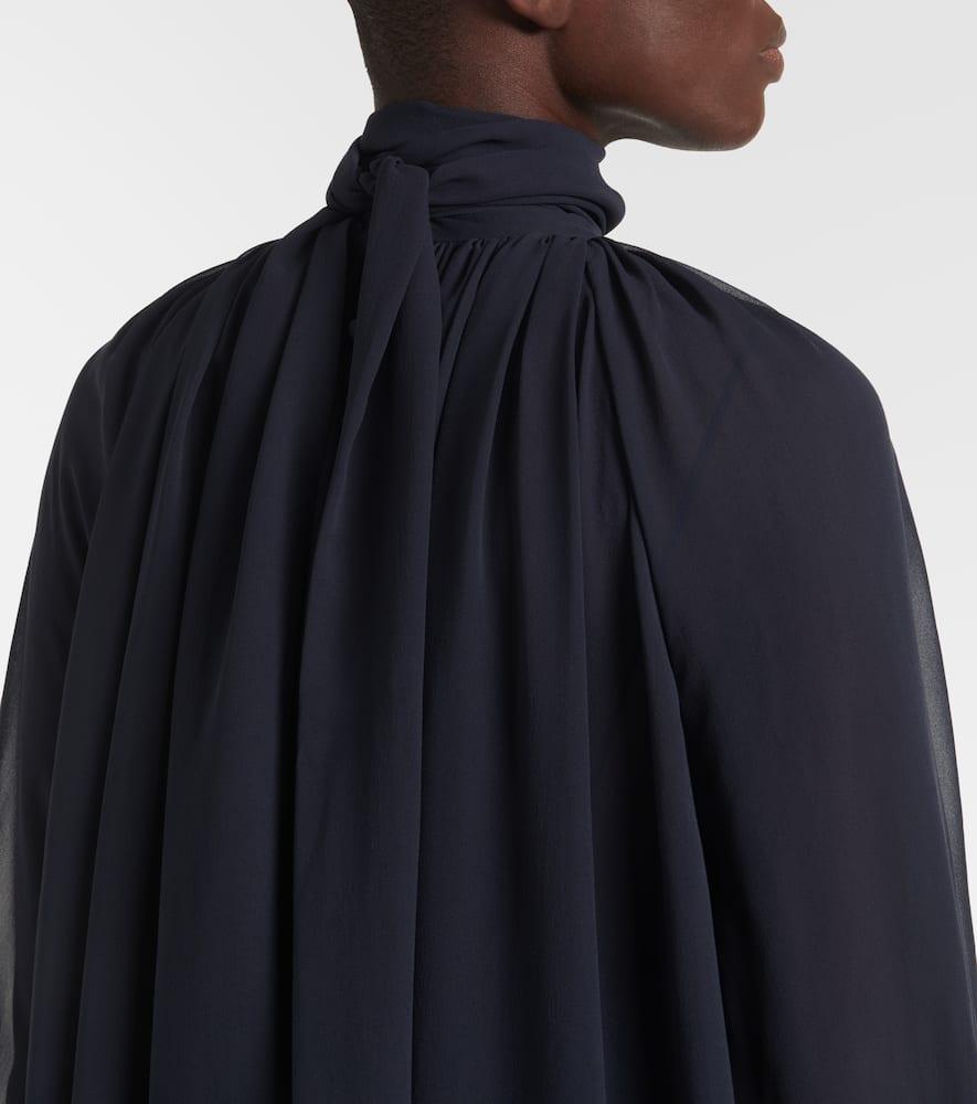 CHLOÉ Turtleneck Long-sleeve Swiss Dot Silk Maxi Dress In Black Product Image