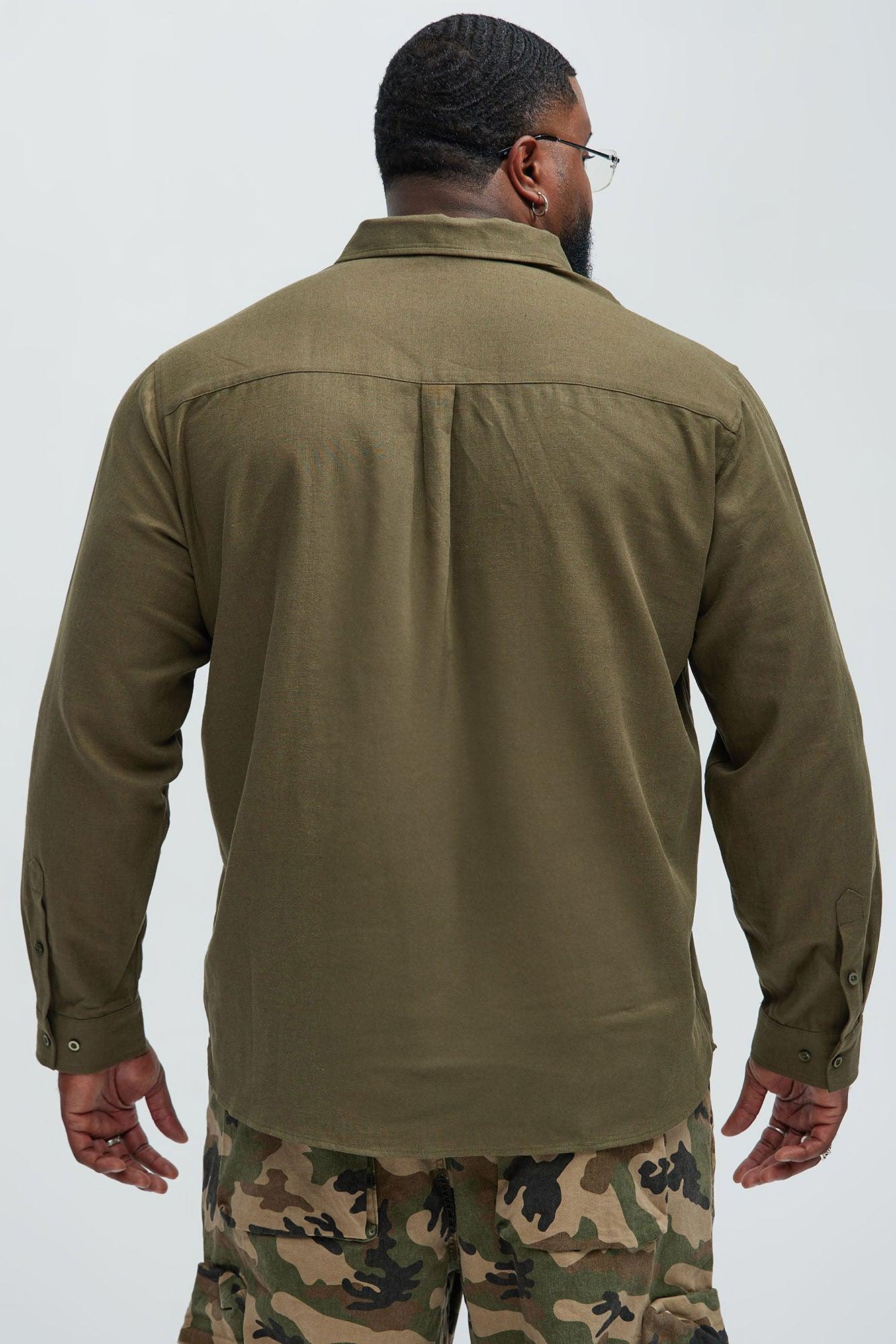 Bahamas Linen Single Pocket Long Sleeve Shirt - Olive Product Image