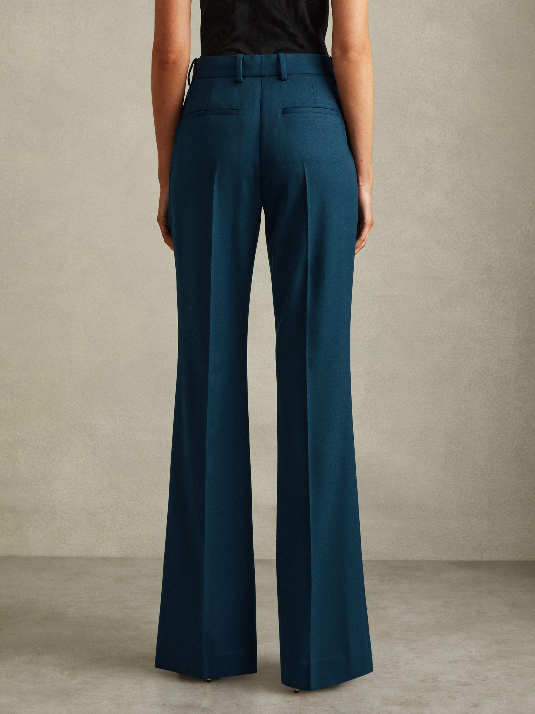 Wool Blend Wide Leg Suit Trousers in Teal Product Image