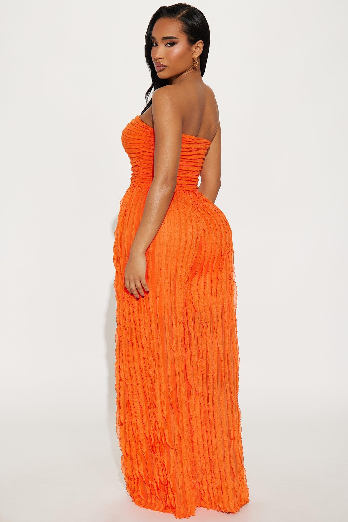 Viviana Textured Wide Leg Jumpsuit - Orange Product Image