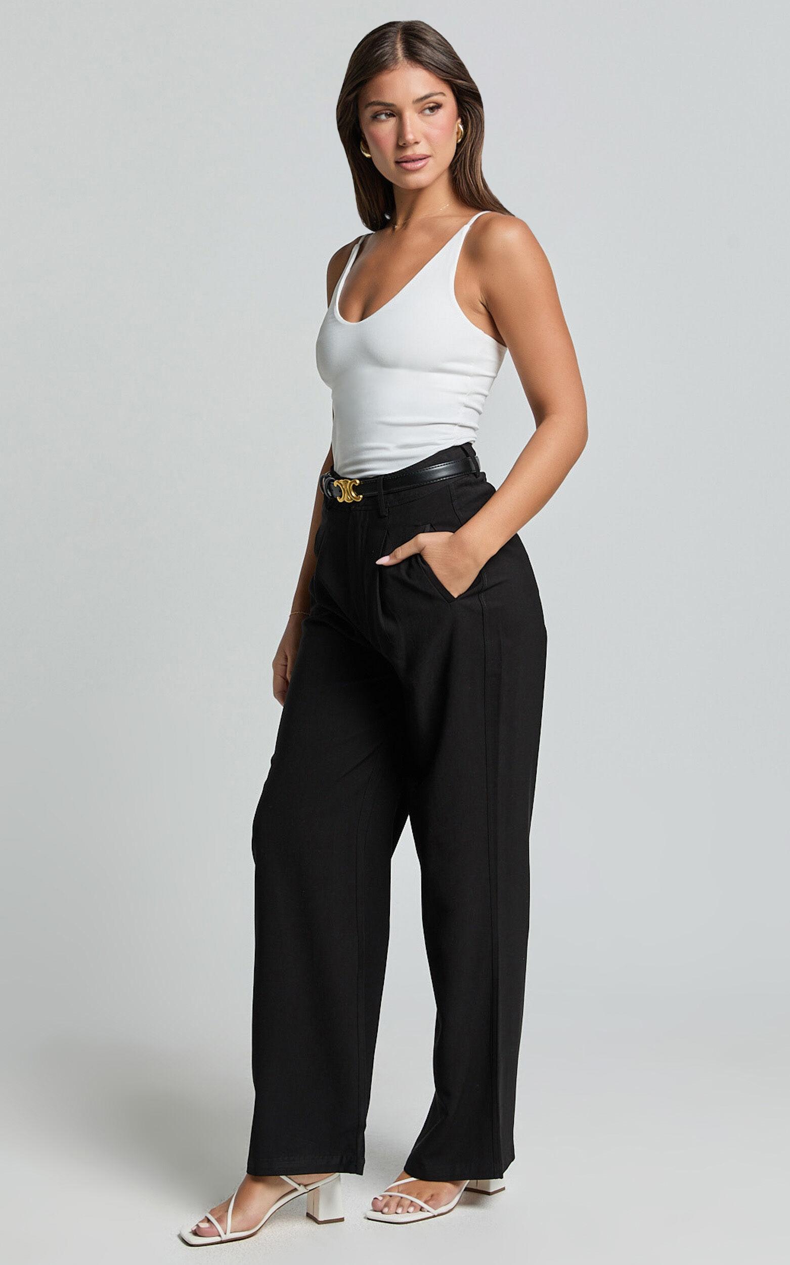 Augustus Pants - High Waisted Wide Leg Tailored Pants in Black Product Image