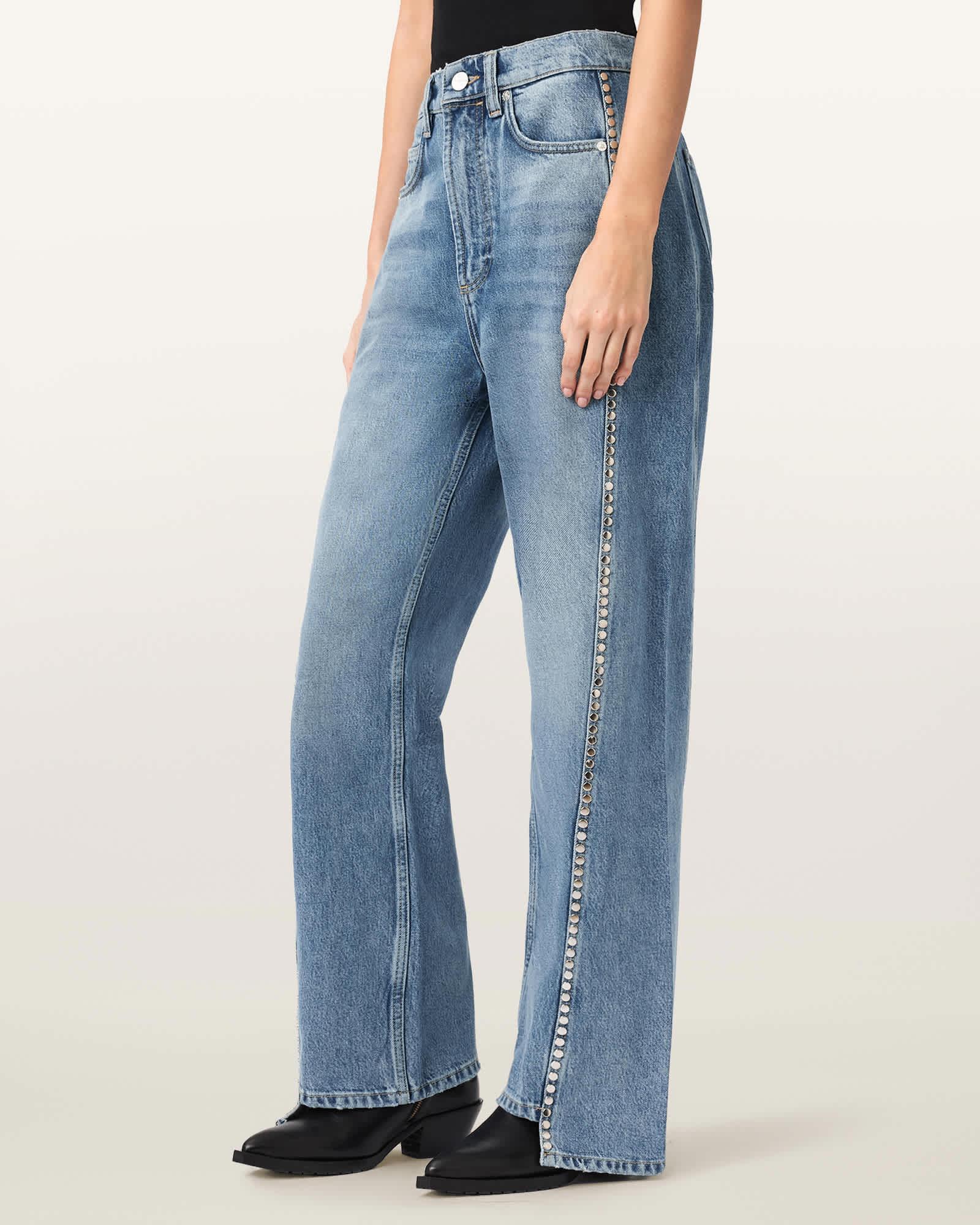 Frankie Loose Fit Stud Denim Jeans Vintage Indigo | ALLSAINTS US Product Image