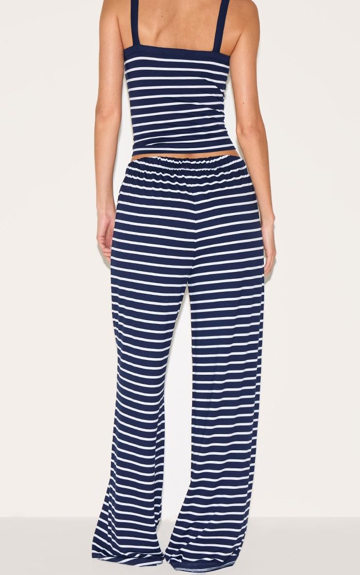 Navy Striped Wide Leg Pants Product Image