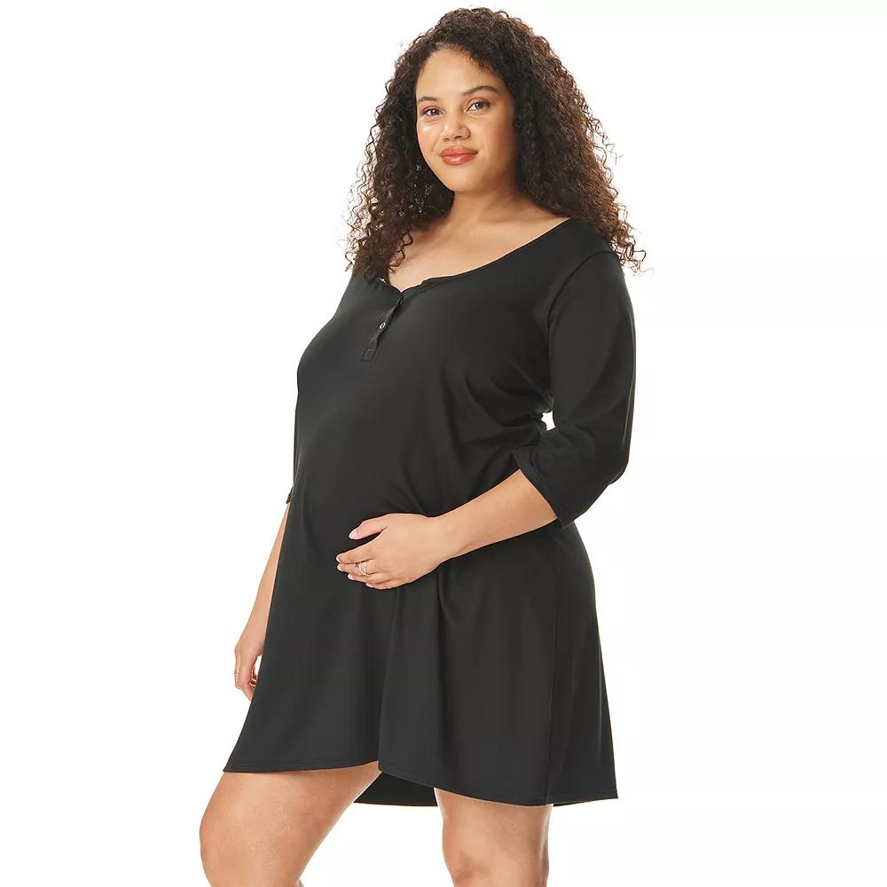 Maternity Motherhood® Henley Chemise Sleep Dress, Women's,  Product Image
