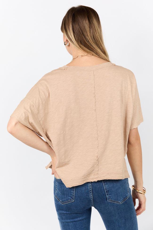 Rooted Essential Taupe V-Neck Tee FINAL SALE Product Image