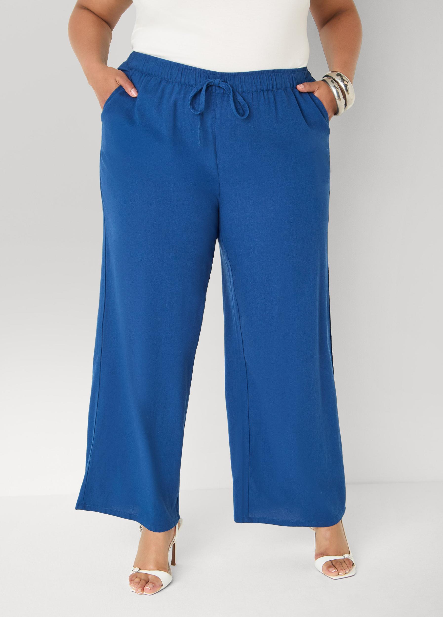 Drawstring Linen Blend Pants Product Image
