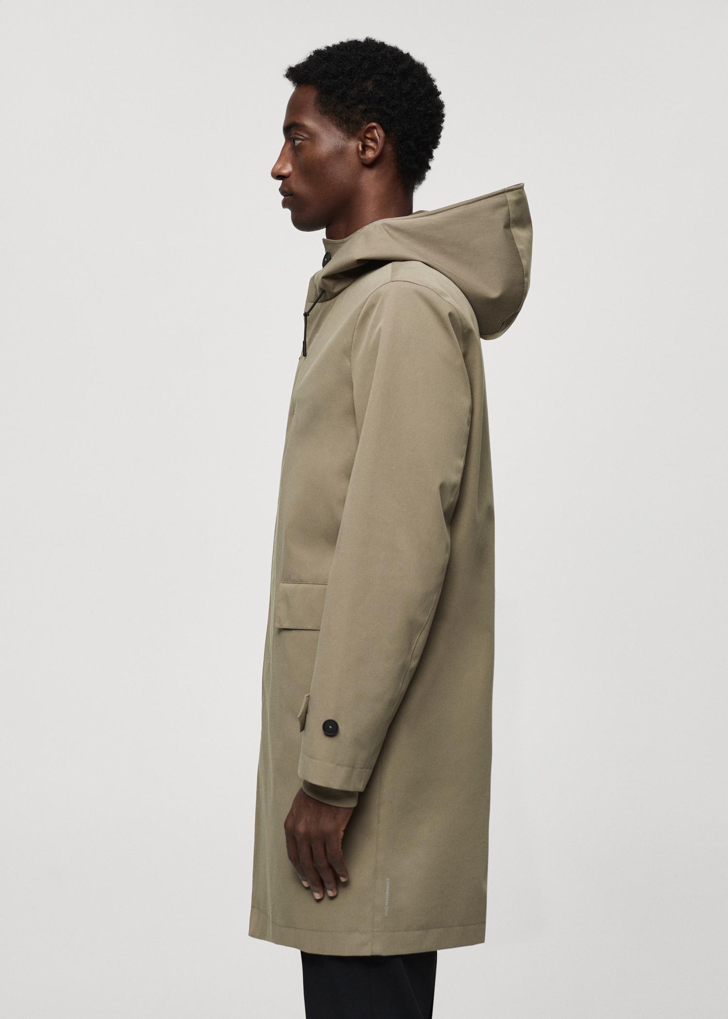 Water-repellent hooded parka - Men | MANGO USA Product Image