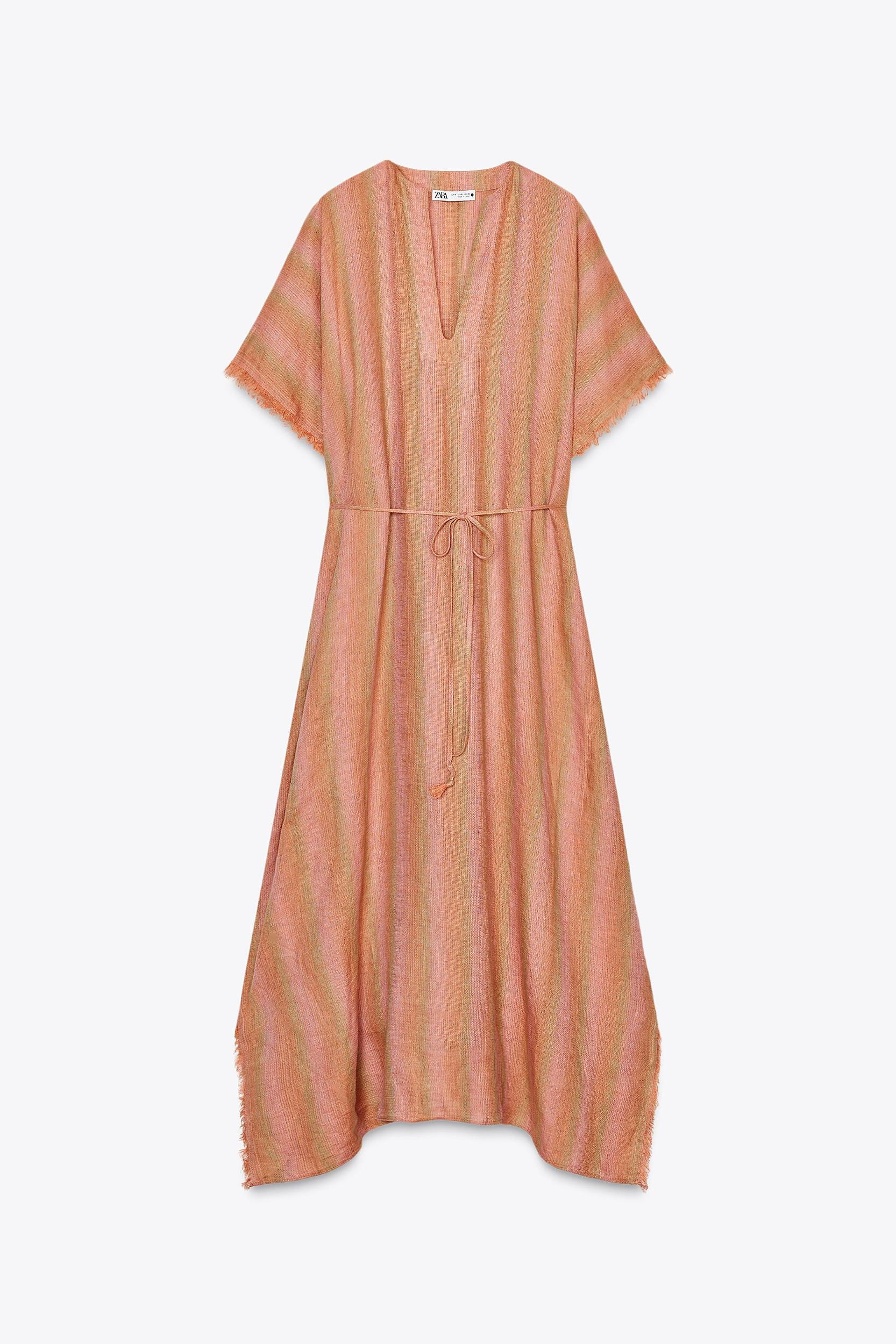 100% LINEN MULTI-POSITION KAFTAN DRESS ZW COLLECTION Product Image