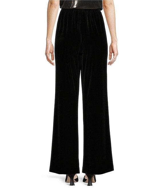 Caroline Rose Stretch Velvet Knit Elasticized Waist Flare Leg Pull-On Pants Product Image