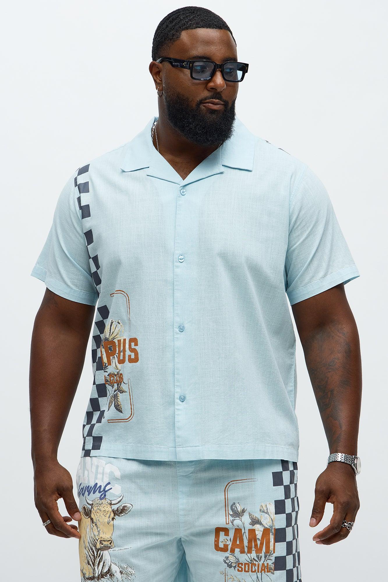 Groves Short Sleeve Button Up Shirt - Light Blue Male Product Image