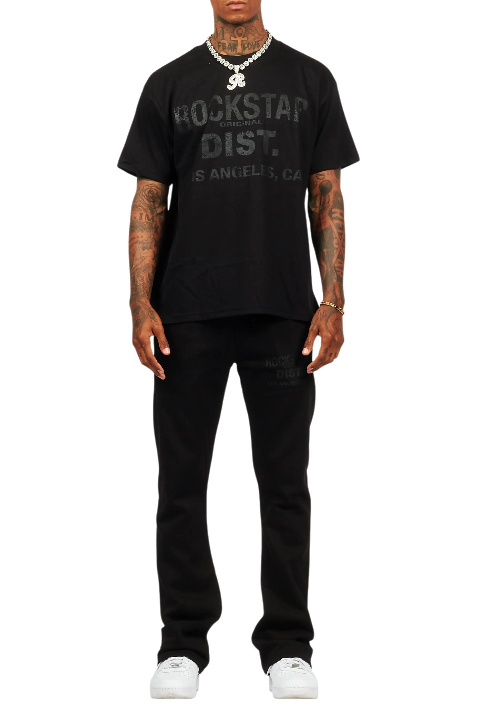 Lake Black/Black Oversized T-Shirt/Stacked Track Pant Set Male Product Image