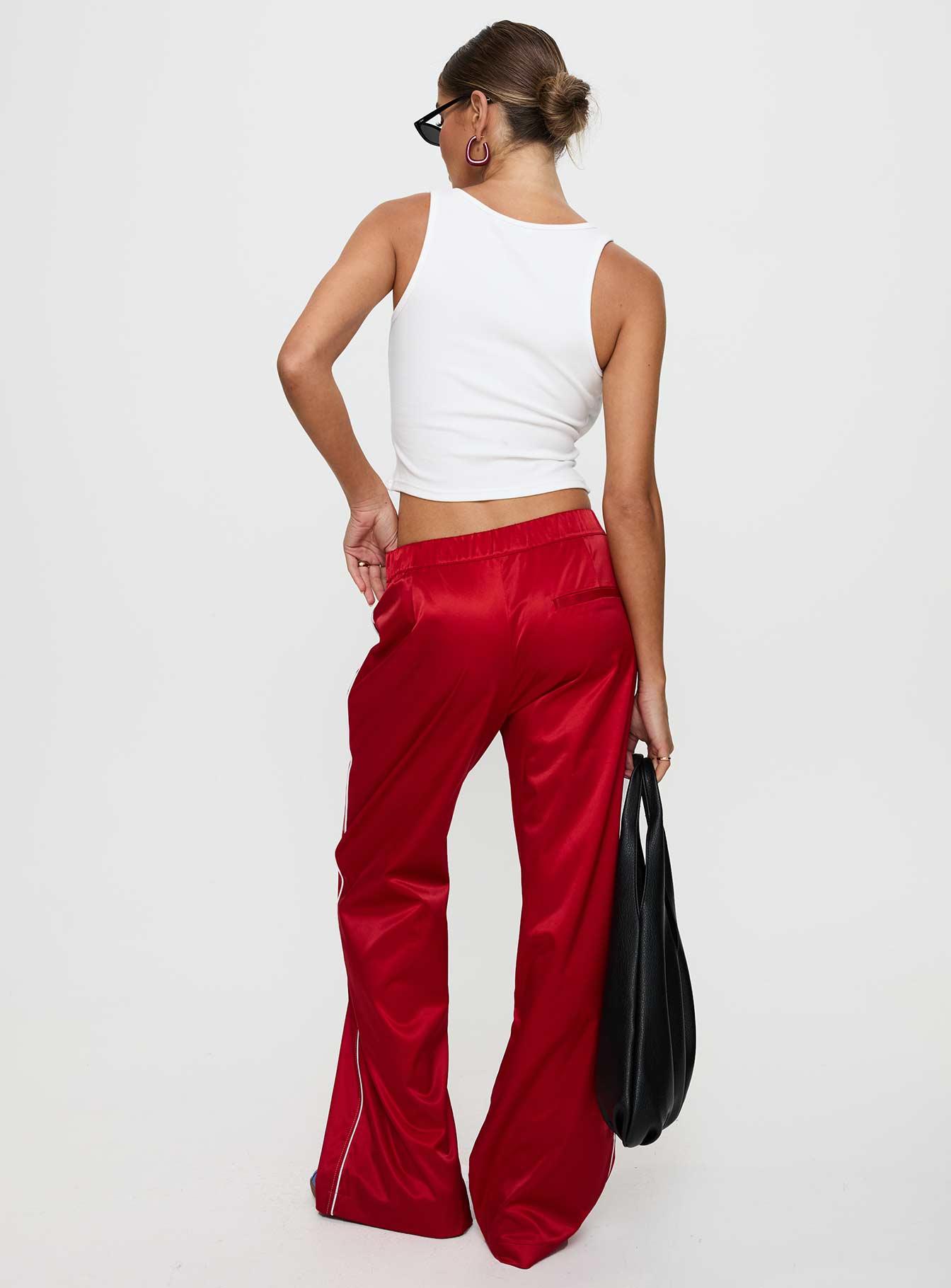 Travalta Satin Track Pant Red Product Image