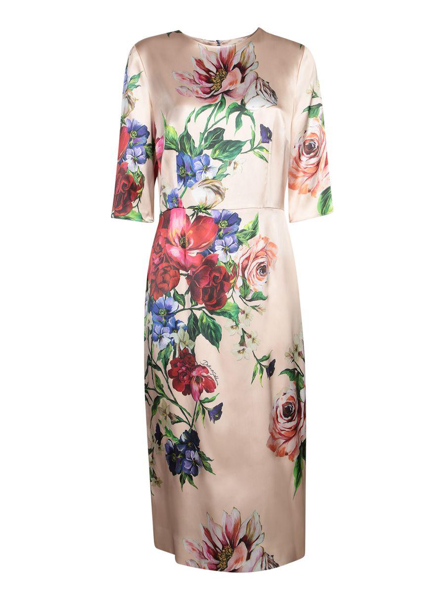 DOLCE & GABBANA Women Flower Print Midi Dress In Neutral Product Image