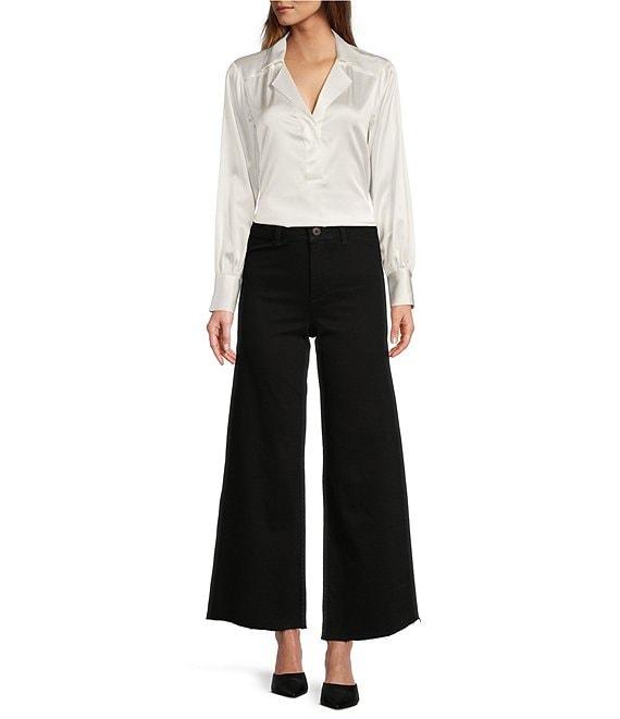 Antonio Melani Alexandra Twill High Rise Wide Leg Raw Hem Cropped Chino Pants Product Image