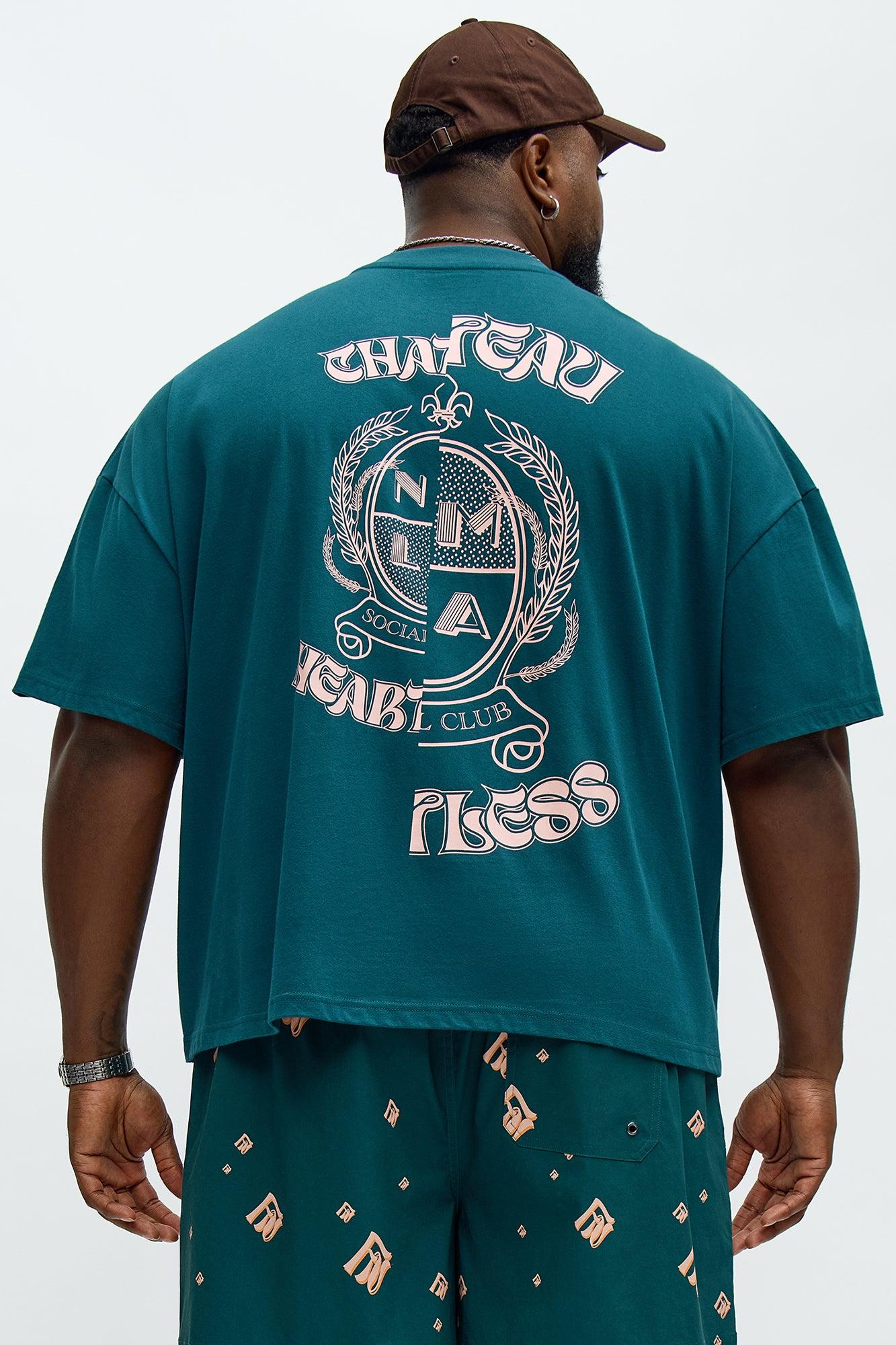 Oversized Chateau Printed Short Sleeve Tee - Teal/combo Male Product Image
