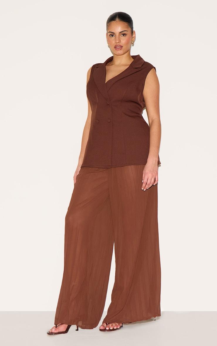 Plus Deep Chocolate Vest Overlay Chiffon Jumpsuit  Product Image