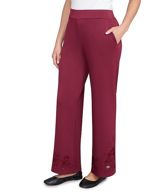 Ruby Rd. Solid Scuba Embroidered Wide Leg Pull-On Pants Product Image