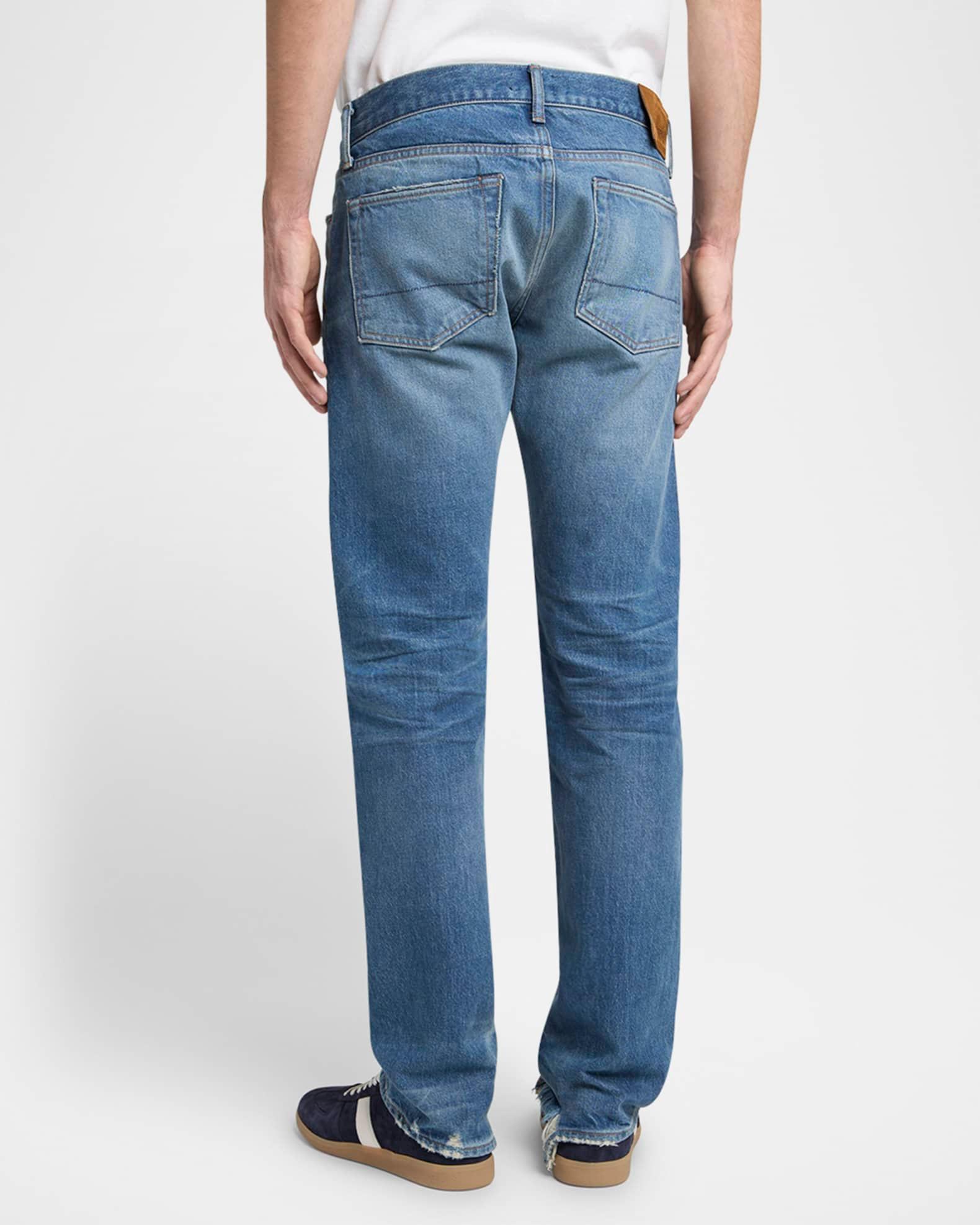 Men's Light Wash Selvedge Straight Fit Jeans Product Image