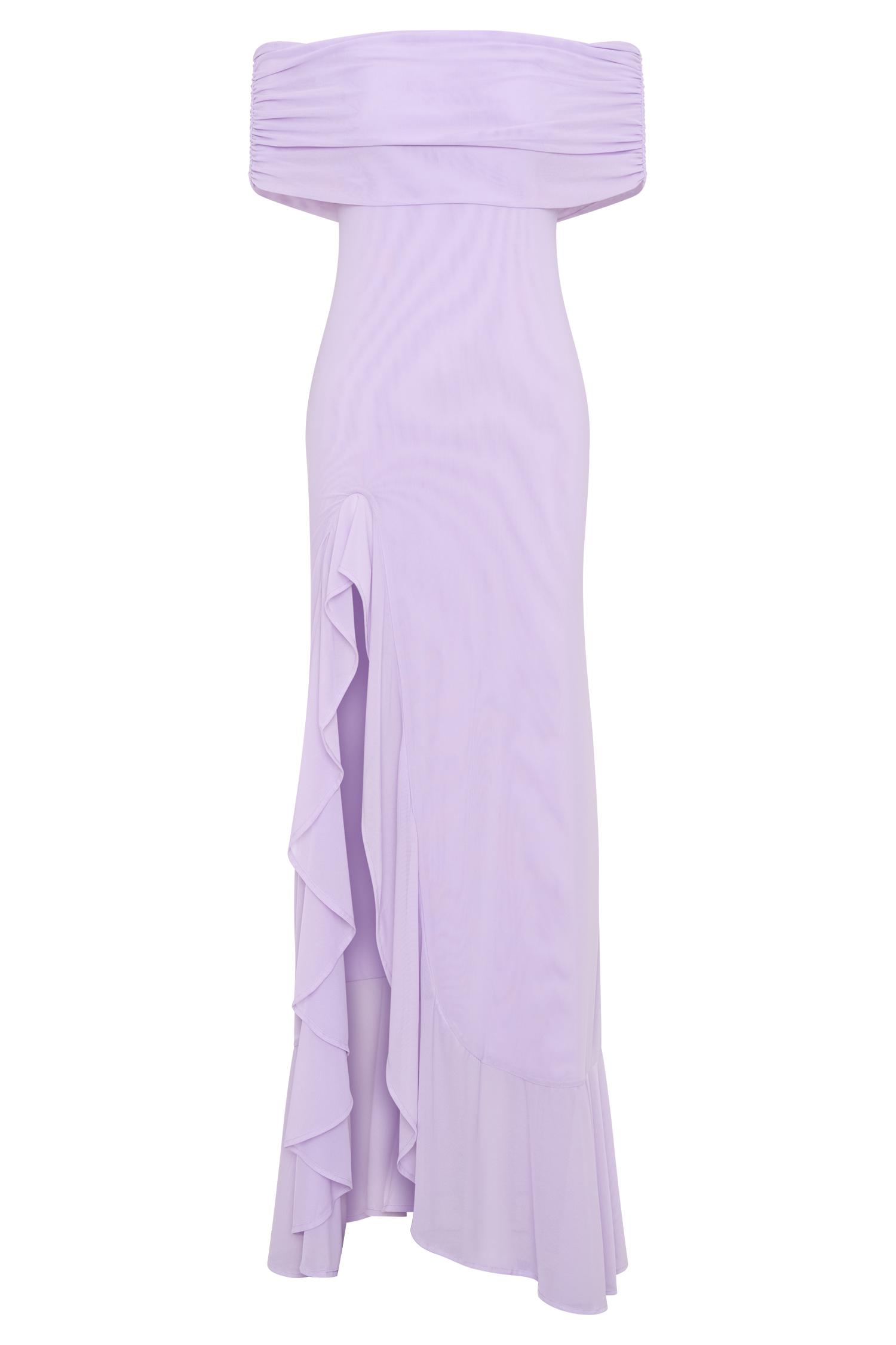 Audrey Off Shoulder Mesh Maxi Dress - Lilac Product Image