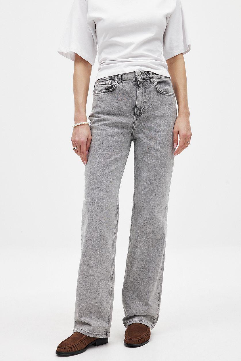 Straight High Waist Jeans Grey Product Image