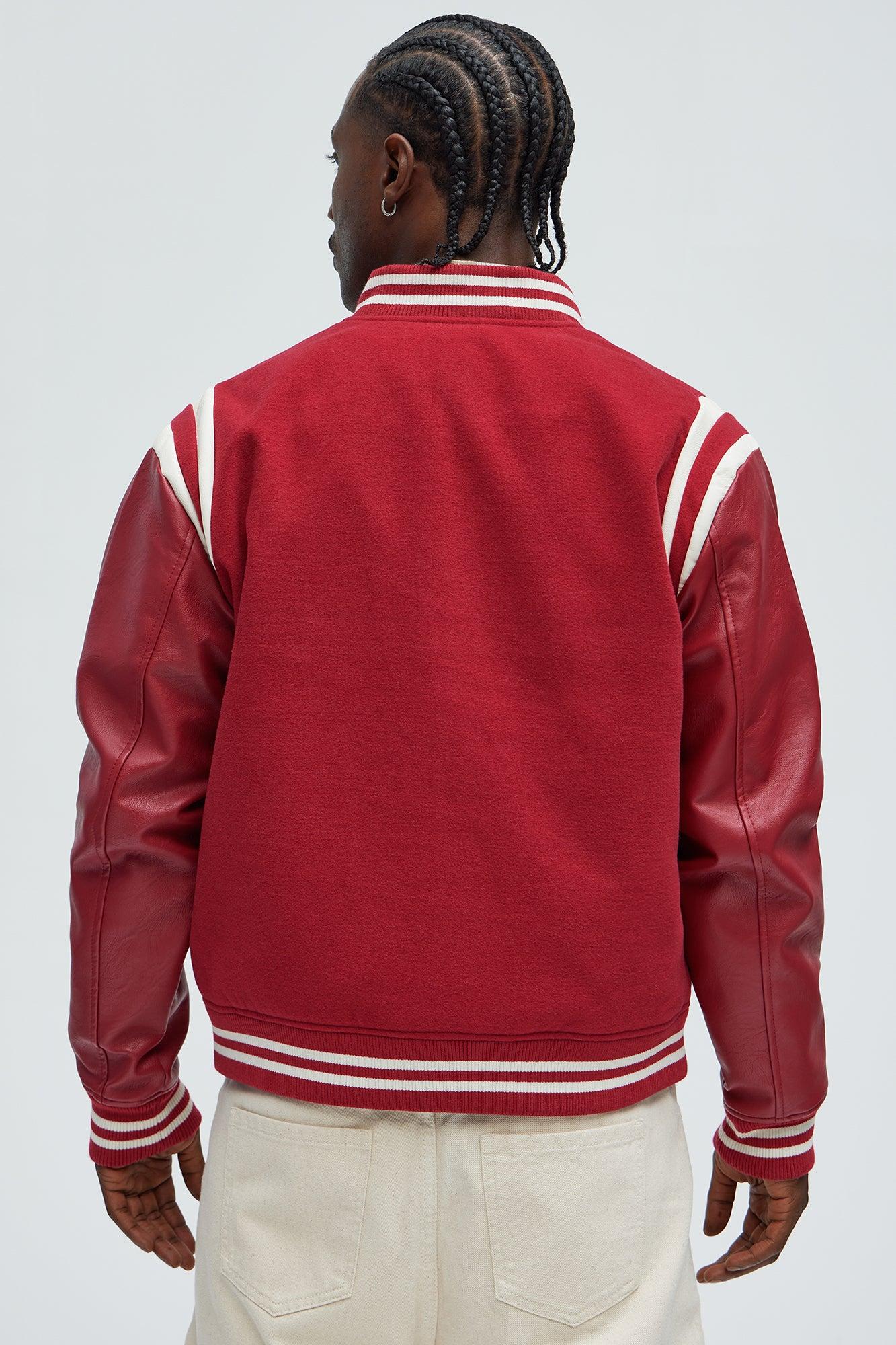 Shoulder Varsity Jacket - Red Product Image