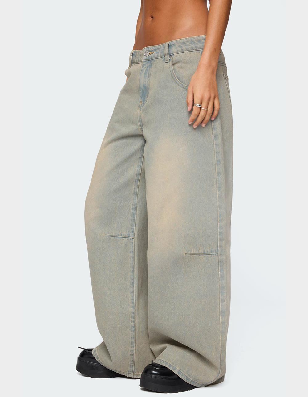 EDIKTED Santi Low Rise Wide Leg Jeans - LIGHT BLUE Product Image