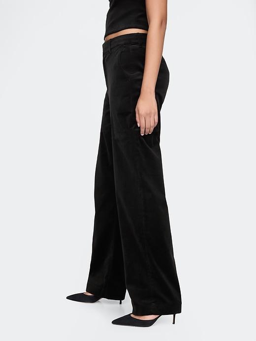 High Rise Velvet Straight Pants Product Image