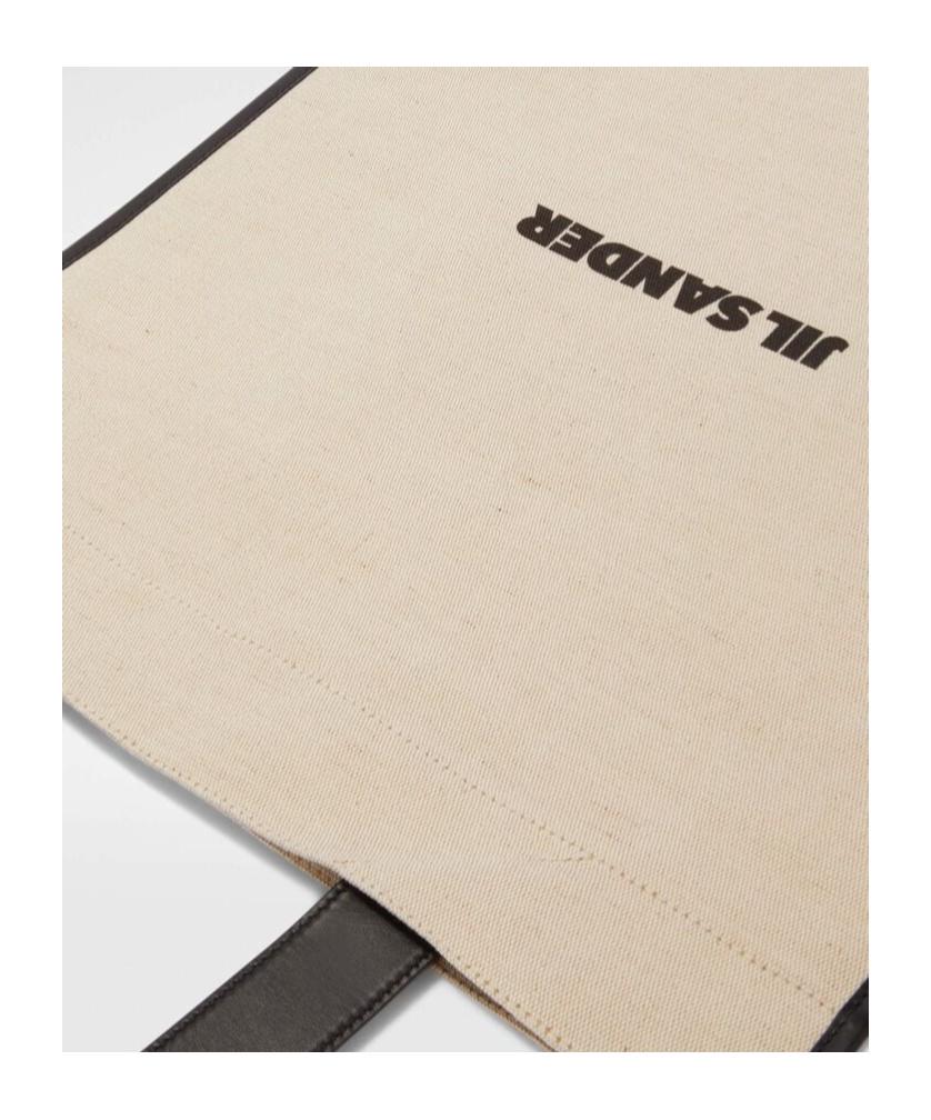 JIL SANDER Medium Flat Shopping Bag In White/black Product Image