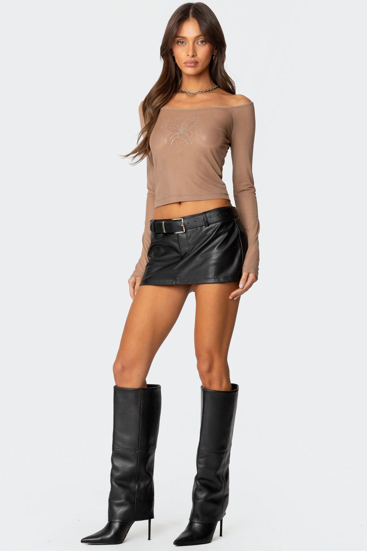 Lilyan Rhinestone Sheer Mesh Top Product Image