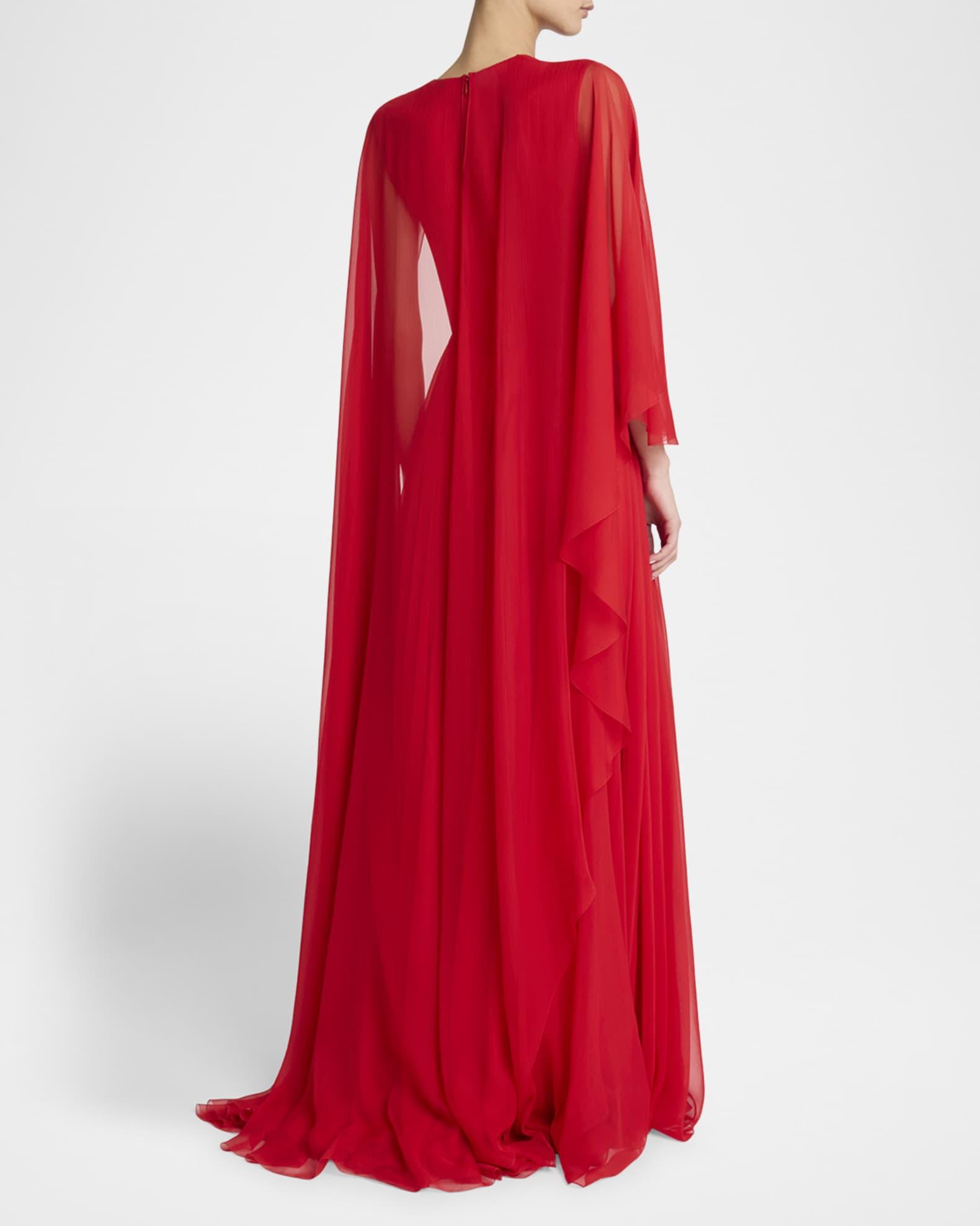 Chiffon Draped Cape Gown Product Image